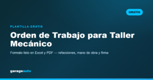 Formato de orden de trabajo para taller mecánico en Excel y PDF para descargar gratis