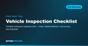 Vehicle inspection checklist — free printable multi-point inspection form for auto repair shops
