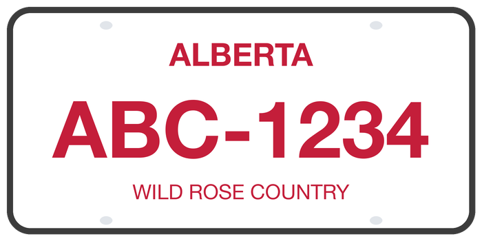 Alberta licence plate example