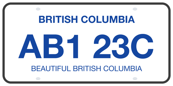British Columbia licence plate example