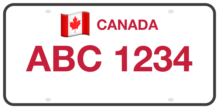 Canadian licence plate example