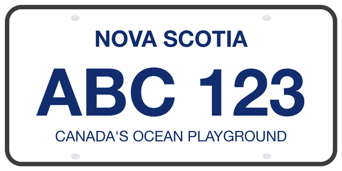 Nova Scotia licence plate example