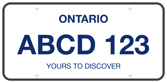 Ontario licence plate example