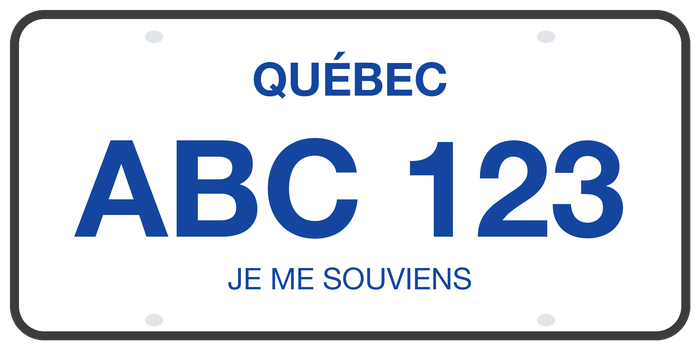 Quebec licence plate example